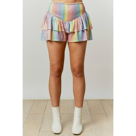 Making Magic Sparkle Tiered Shorts in Rainbow - Picture 4 of 9